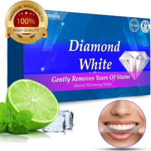Diamond White - Teeth Whitening Strips - 28x Tandenbleek Strips - Zonder Peroxide (0%)- 100% Vegan & Gluten Free - White Strips Tanden - Tandenbleekset - Ideaal Cadeau - Tropical Mint